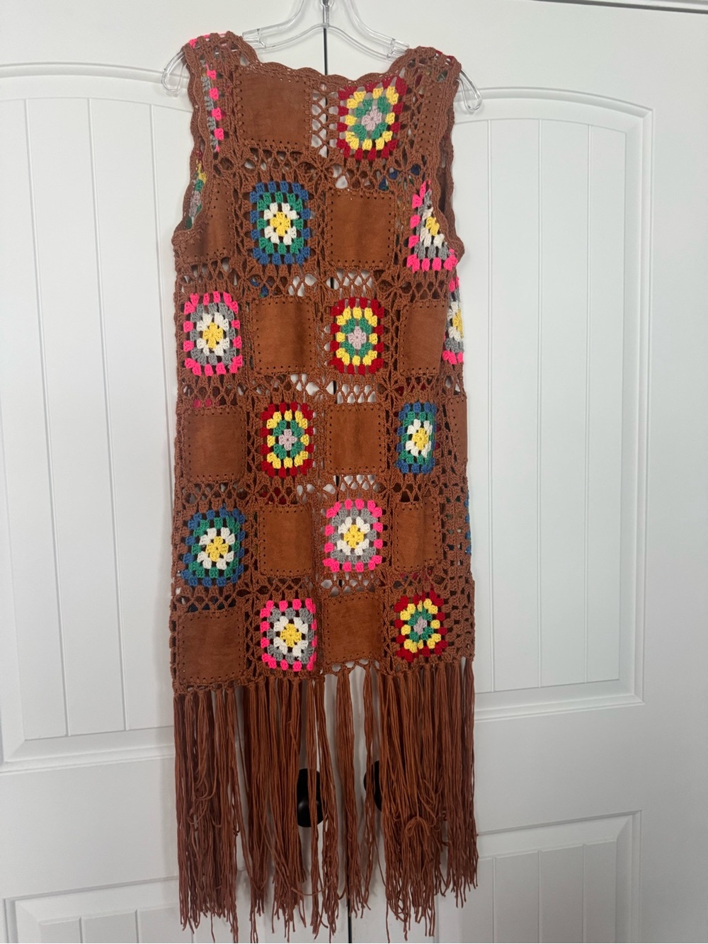 Misskoo Paris Handmade Crochet Patchwork Fringe Vest Boho Hippie Festival S/M - Picture 2 of 4